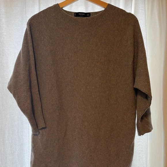 MANGO BASICS grey ribbed 3/4 sleeve shirt, Size 6-8 - Picture 3 of 3